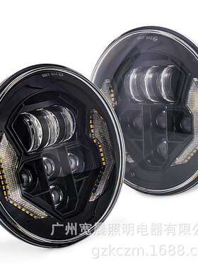 适用牧马人7寸LED大灯7寸牧羊人大灯哈雷吉普牧马人天使眼改装灯