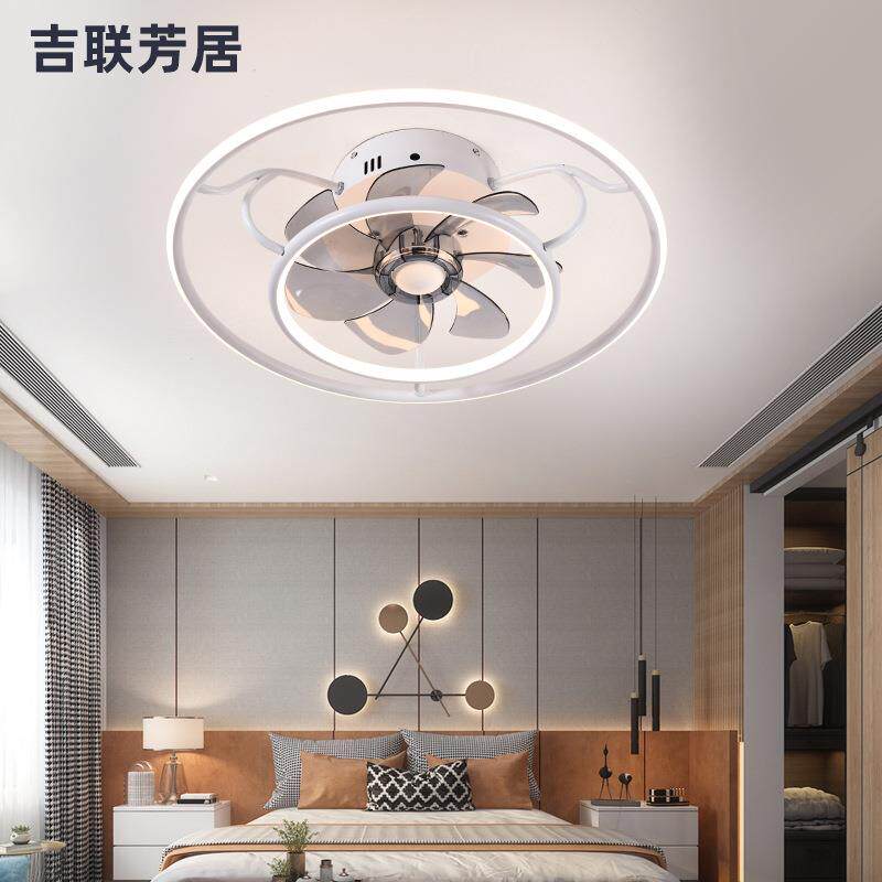 跨境北欧风扇灯带侧发光餐厅电扇灯酒店客厅吸顶灯卧室吊扇灯