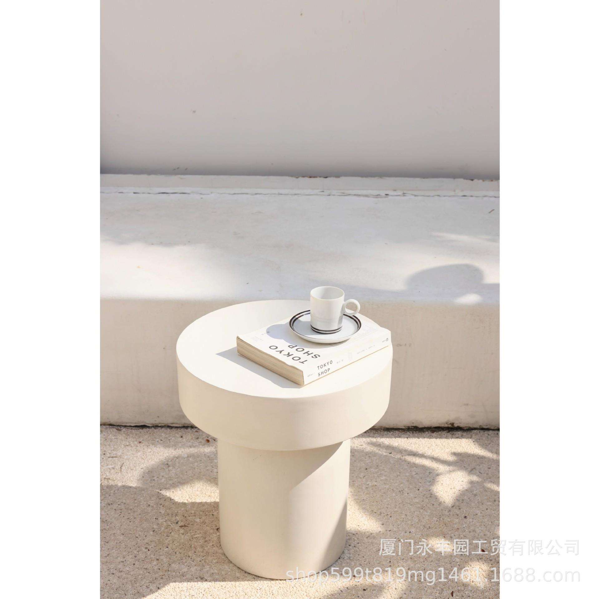 嘻物所 沙发圆形边几小户型民宿客厅白色小众茶几设计艺术气质