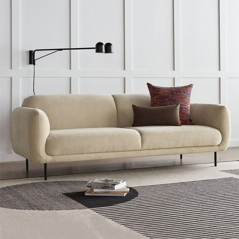 北欧小户型民宿丝绒布沙发设计师直排简约现代样板间意式三人沙发