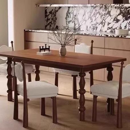 简约古风实木餐桌餐桌椅北欧小户型长方形饭桌法式家用复古书桌