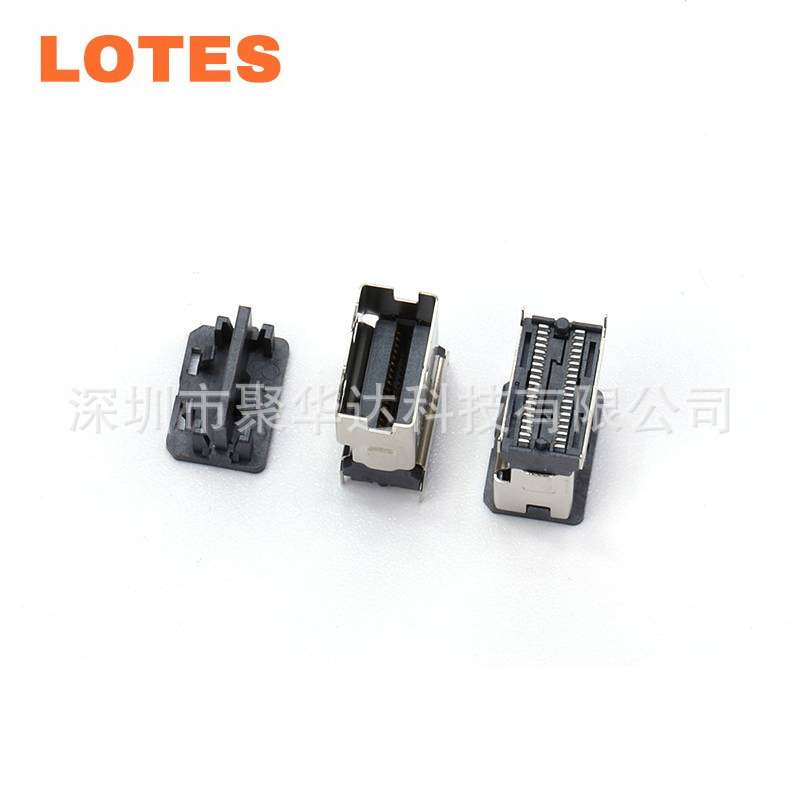 LOTES ASASS008 SFF-8654 4X直立型母座 SlimSAS 38PIN 180度