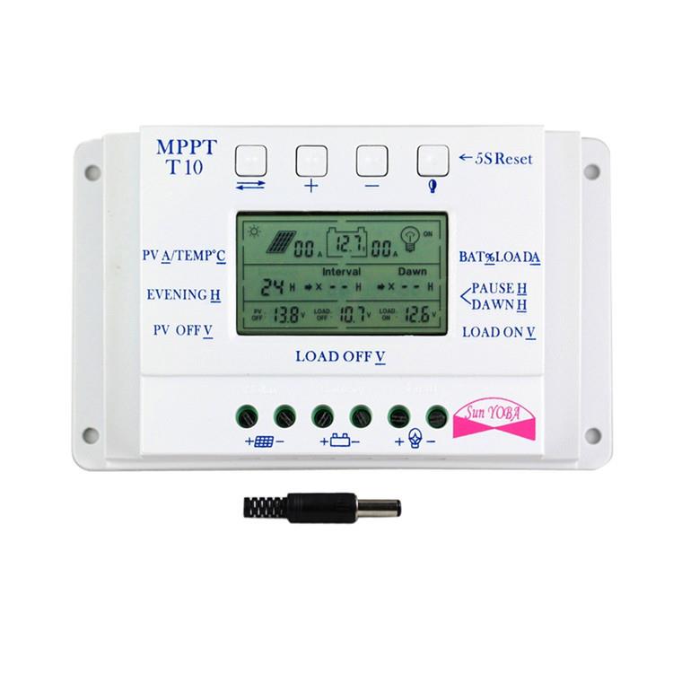 PWM双时段12V24V10A太阳能控制器T10液晶显示太阳能充电控制器