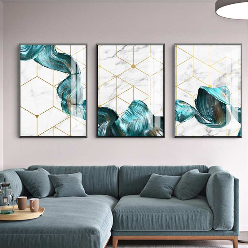 北欧风格客厅抽象现代简约装饰画沙发墙挂画三联幅组合样板房壁画