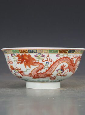 绪老瓷器货明光龙瓷器货粉旧碗古董古玩彩收藏老摆件清清凤纹