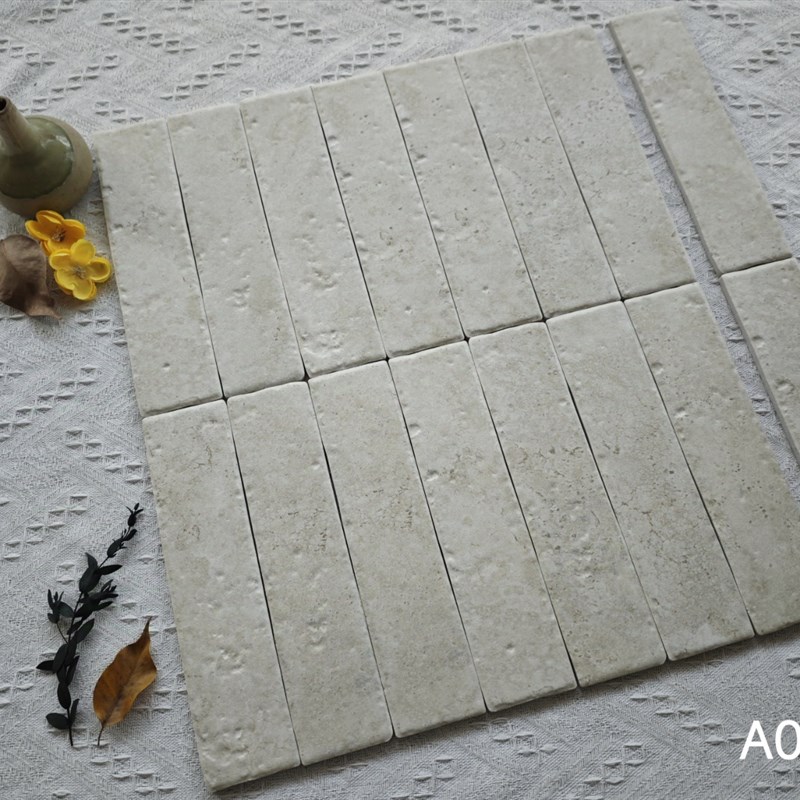 手工砖60X250莱姆石瓷砖文化石复古长条小砖P吧台餐厅厨房酒吧墙