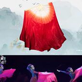 乐扇子真丝开场舞舞蹈扇扇子小酒红色兰花加长奖第七届破阵扇同款