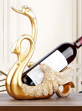 创意天鹅红d酒架摆件北欧葡萄酒瓶客厅餐厅酒柜树脂装饰品轻奢高
