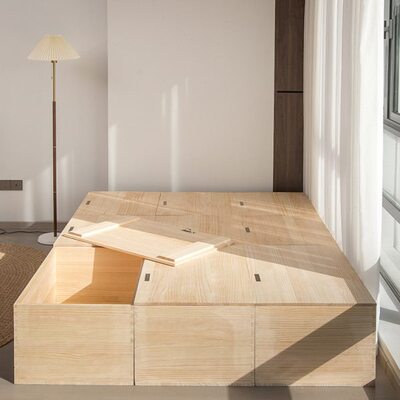箱子木箱储物箱飘窗柜拼床木箱箱定制加宽组合柜实木榻榻米拼接床