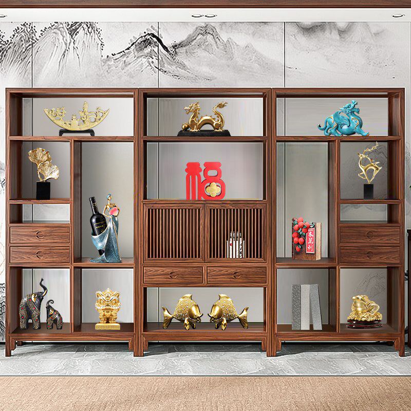 新中式老板办公室摆件轻奢高档领导高端大气书Q柜桌面背景柜装饰