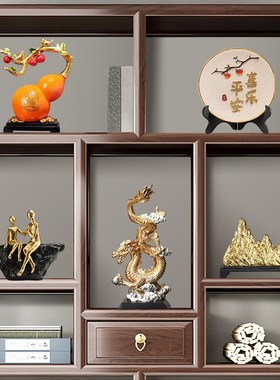 新中式老板茶室办公室高档摆件领导高端大N气上档次博古架装饰品