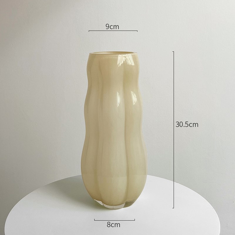 简约现代c轻奢粉色花瓶客厅插花玻璃花器餐客厅摆件高级感软装饰