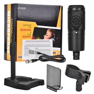 AT2020麦克风XLR话筒桌面支架麦克风套装声卡混音器调音台48V话筒