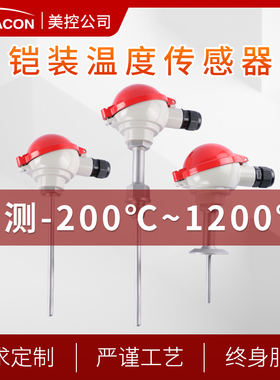 PT100温度传感器探头 测温防水贴片式PT100铂热电阻铠装热电偶K型