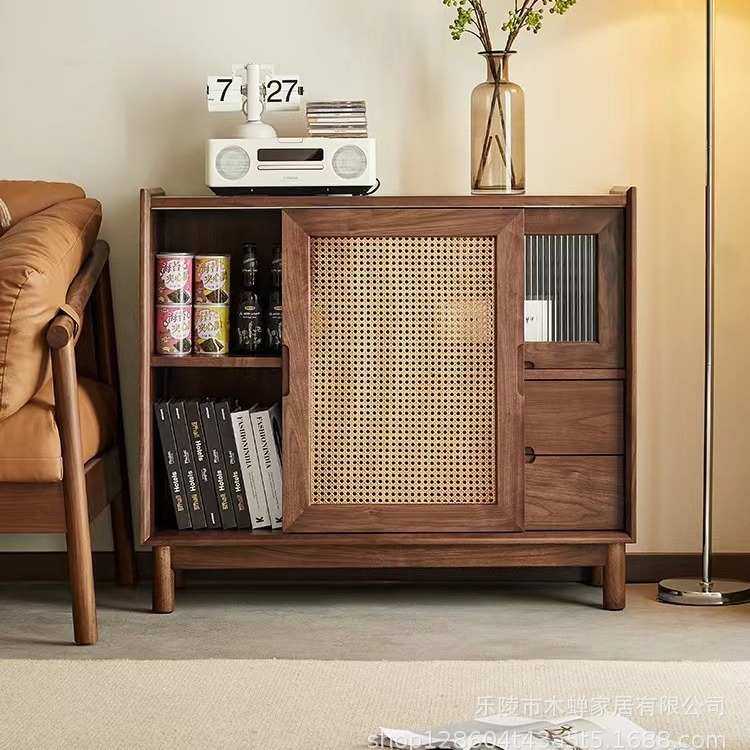 北欧 实木餐边 柜现代简约 北美黑胡桃 茶水柜 藤编玻 璃门储物柜,农机/农具/农膜,其它农用工具,淘宝优惠券,粉丝福利购,淘宝优惠卷