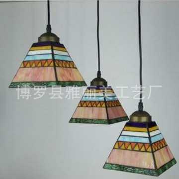 外贸led复古个性创意灯饰 一件代发蒂凡尼彩色玻璃装饰吊灯