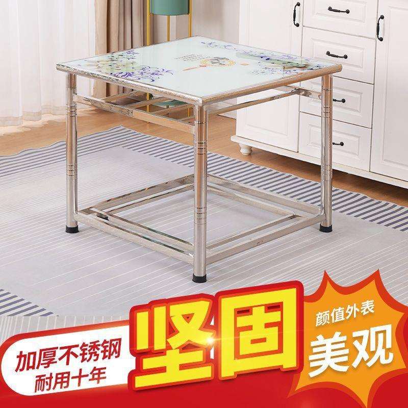 J^不锈钢烤火桌子全套一整套正方形家用取暖桌多功能烤火架吃饭餐
