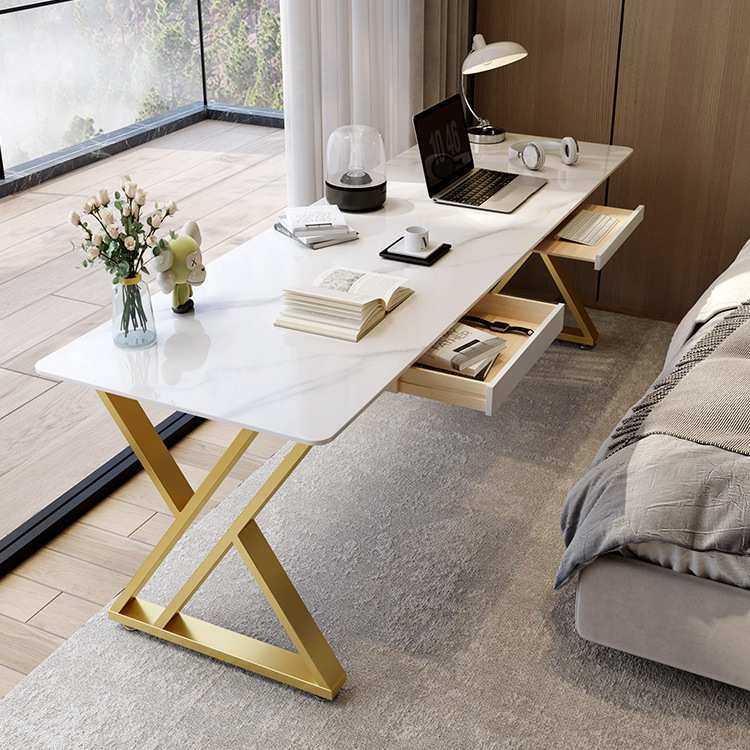 意式岩板长条桌靠墙窄书桌双人阳台窄条桌办公电脑桌床边工作台