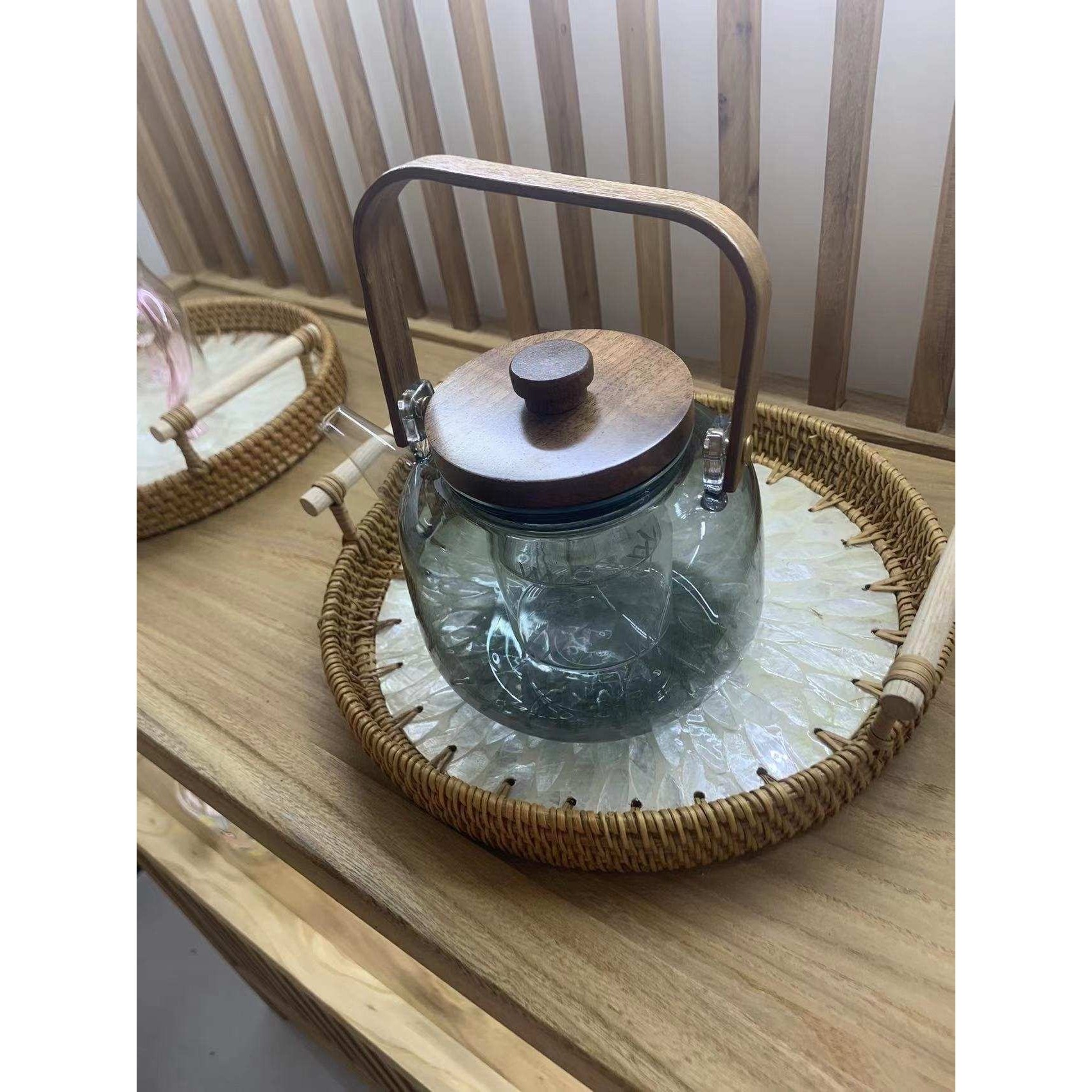 灰料高硼硅玻璃煮茶壶蒸煮一体四代提梁壶耐热四代一体壶