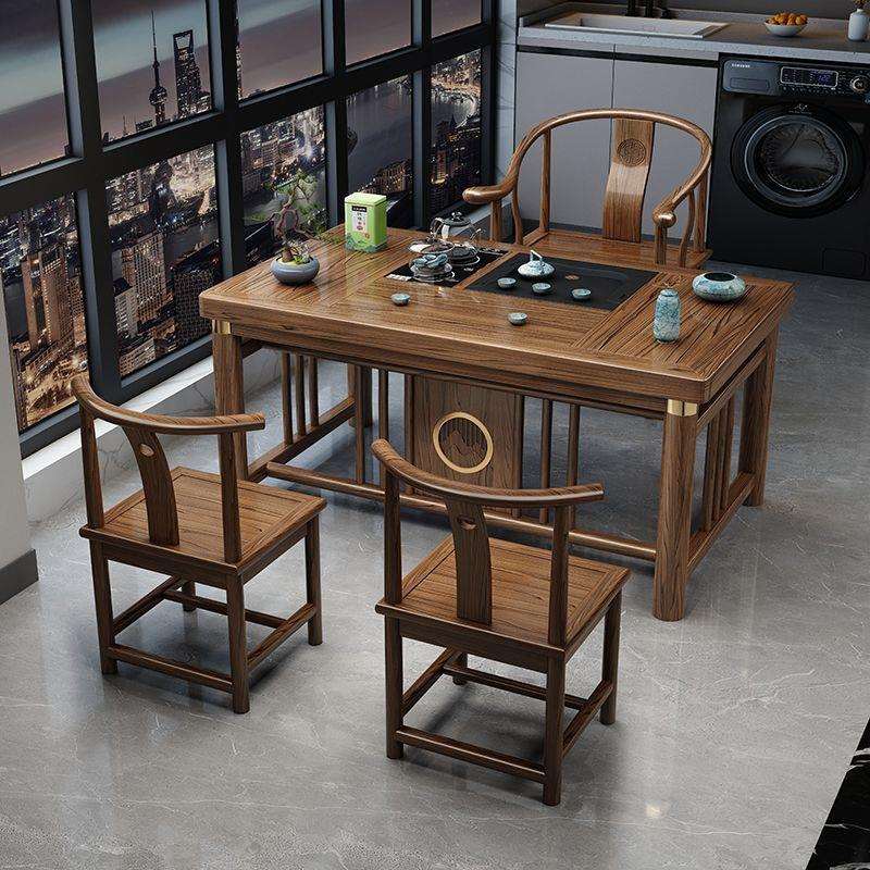 新中式实木茶桌桌椅组合办公室家用阳台一体桌一整套功夫泡茶茶几