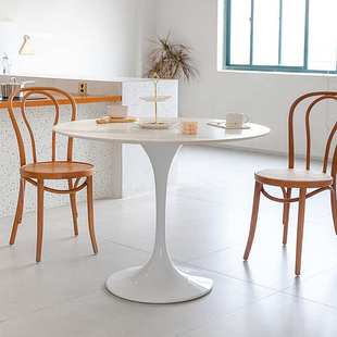 岩板餐桌圆现代简约小户型餐厅白色亮光家用饭桌2022新款 桌子