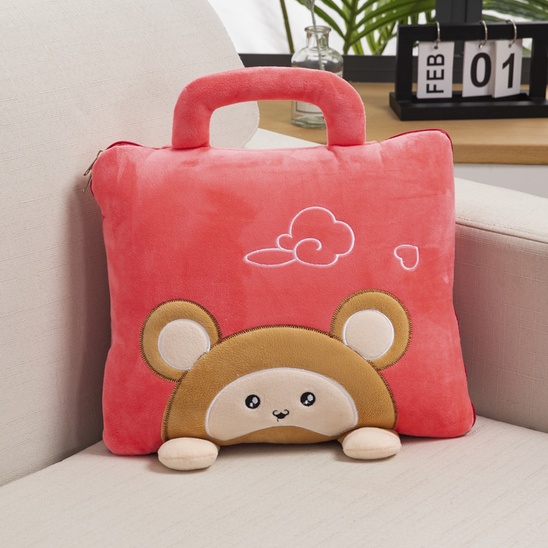 汽车抱枕毯子两用珊n瑚绒靠垫被子加绒加厚办公室午睡空调被小枕