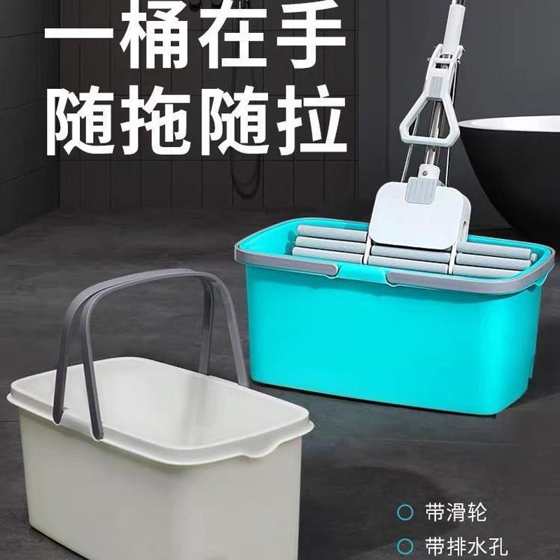 洗拖把桶长方形可折叠平板拖布桶单桶拖地提桶Q塑料方桶家用墩布