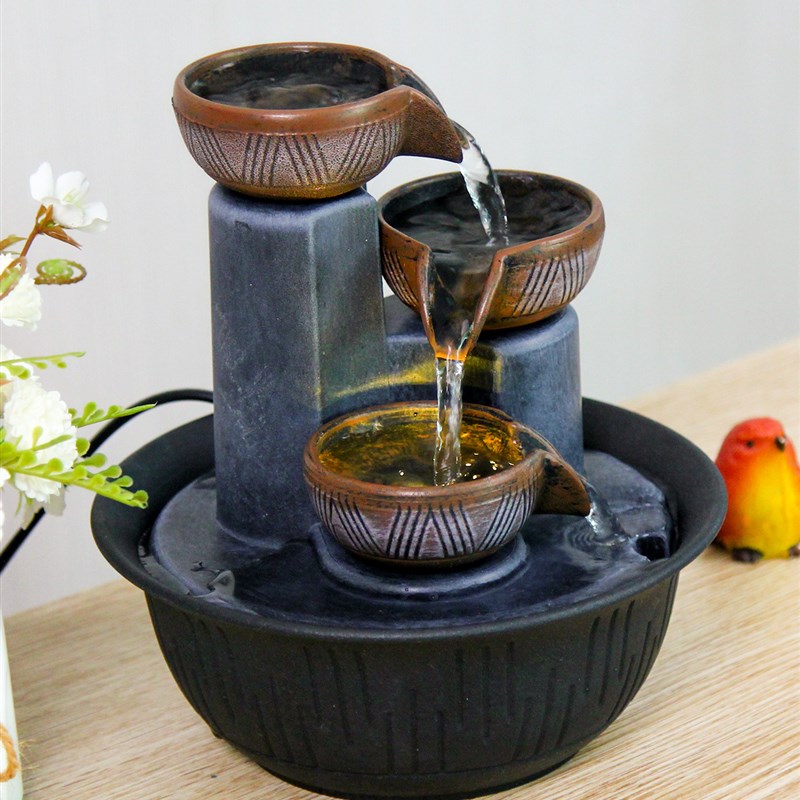 小型流水生财摆件l循环水招财又加湿办公室桌面家居轻奢摆件静心