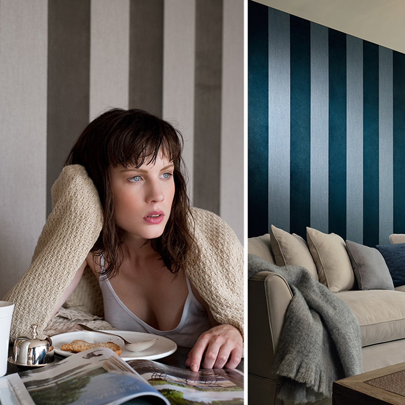 北欧进口风格条纹壁纸墙布卧x室客厅饭厅壁纸素色酒店民宿壁布高