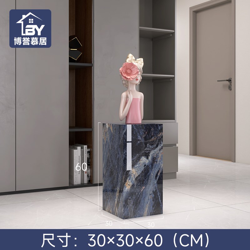 奢石摆件底座丨艾尔海蓝装t饰花架大理石岩板酒店大堂立柱展示台0