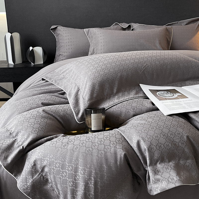 2023新款轻奢140支长t绒棉四件套全棉被套床单简约床上用品床笠款