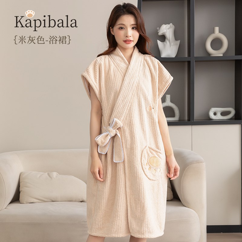 浴巾可穿式女洗完澡穿的浴衣家用2025I新款比全棉吸水速干浴袍裹