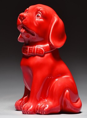 黄色陶瓷狗摆件可爱十二生肖小y狗工艺旺财客厅家居房屋补角装饰