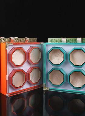 橙色蓝色礼盒西洋参石斛海参燕窝通用四宝M年货礼品盒包装盒空盒