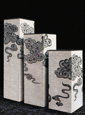 仿古祥云展示柱茶室玄关装饰新中式落地I庭院拴马桩客厅复古大摆