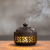 摆件香炉小夜灯香薰灯檀香炉盘香 陶瓷倒流 创意工艺品居室香薰炉