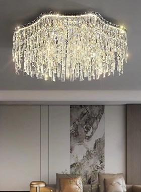 轻奢客厅吸e顶灯现代简约大气家用主卧室灯浪漫2024年新款水晶灯
