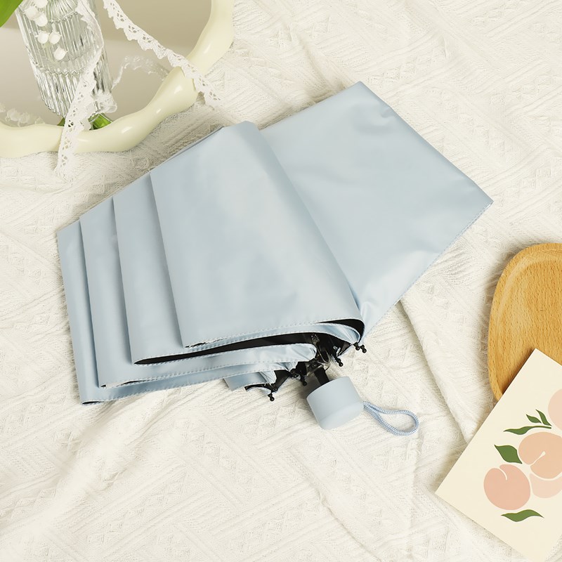 雨伞便携简约折叠晴雨两用太阳伞女黑胶遮阳伞纯色伞定V制广告log