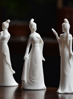 创意古风新中式仕女人物摆件家居B客厅玄关办公室茶桌面陶瓷装饰