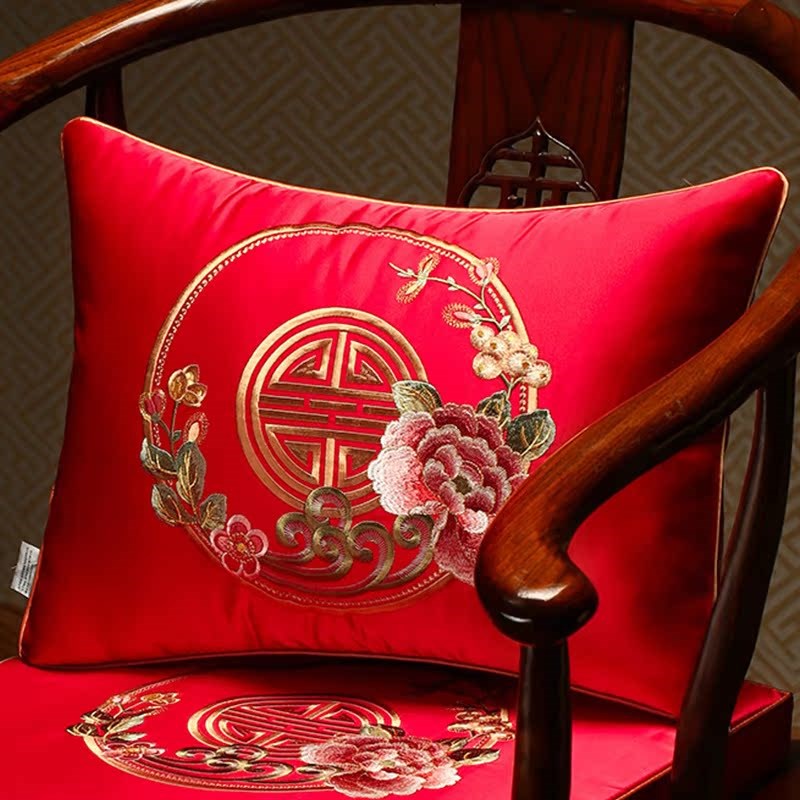 新中式抱枕沙发客j厅座椅靠垫护腰靠枕长方形腰枕床头靠背垫套腰
