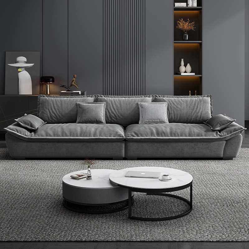 现代轻奢意式高档布艺沙发客厅简约大小户型高端直排宽坐深沙发