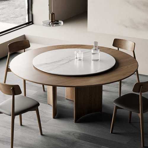 北欧实木圆桌家用圆餐桌家用餐厅饭桌诧寂风日式餐桌圆形现代轻奢