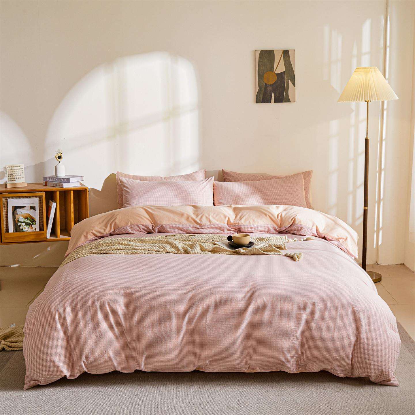 25新款A类纯棉色织水洗棉四件套全棉被套床单床笠床上用品三件套