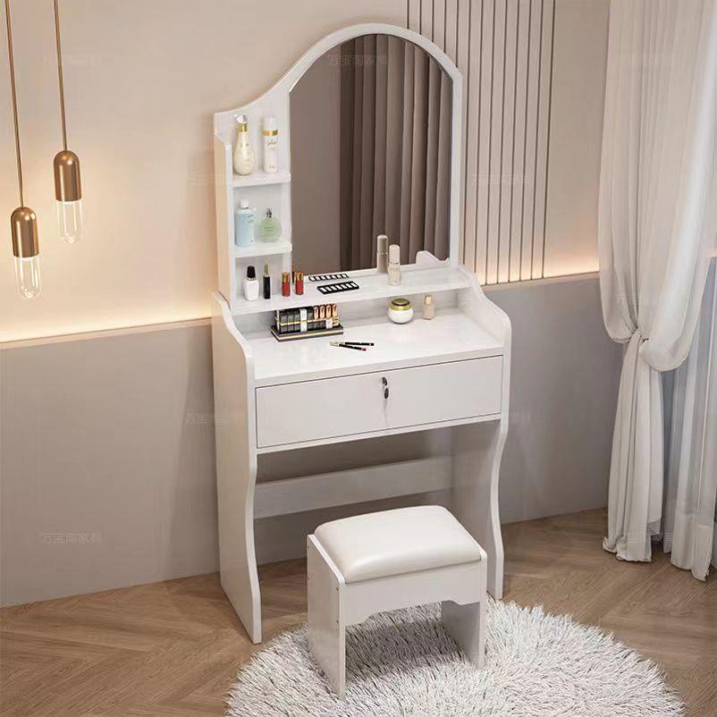 网红简约卧室梳妆台小型出租屋化妆镜一体桌面化妆桌子公主化妆台