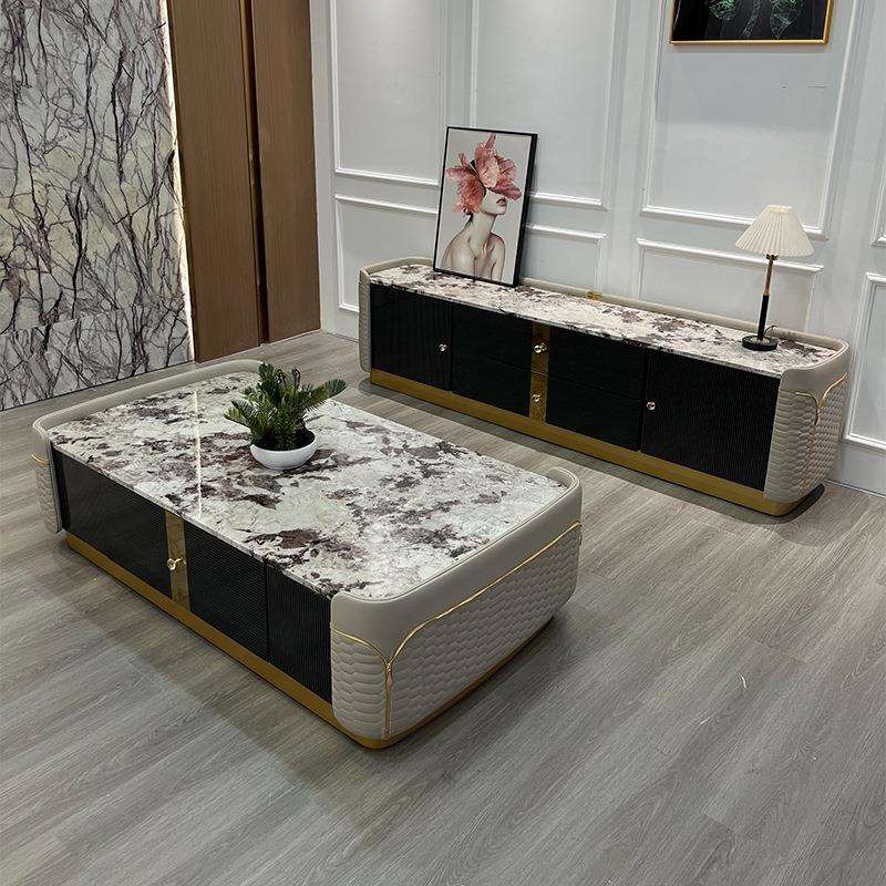 意式轻奢烤漆茶几小户型落地茶桌现代简约茶台家用客厅整装装饰柜