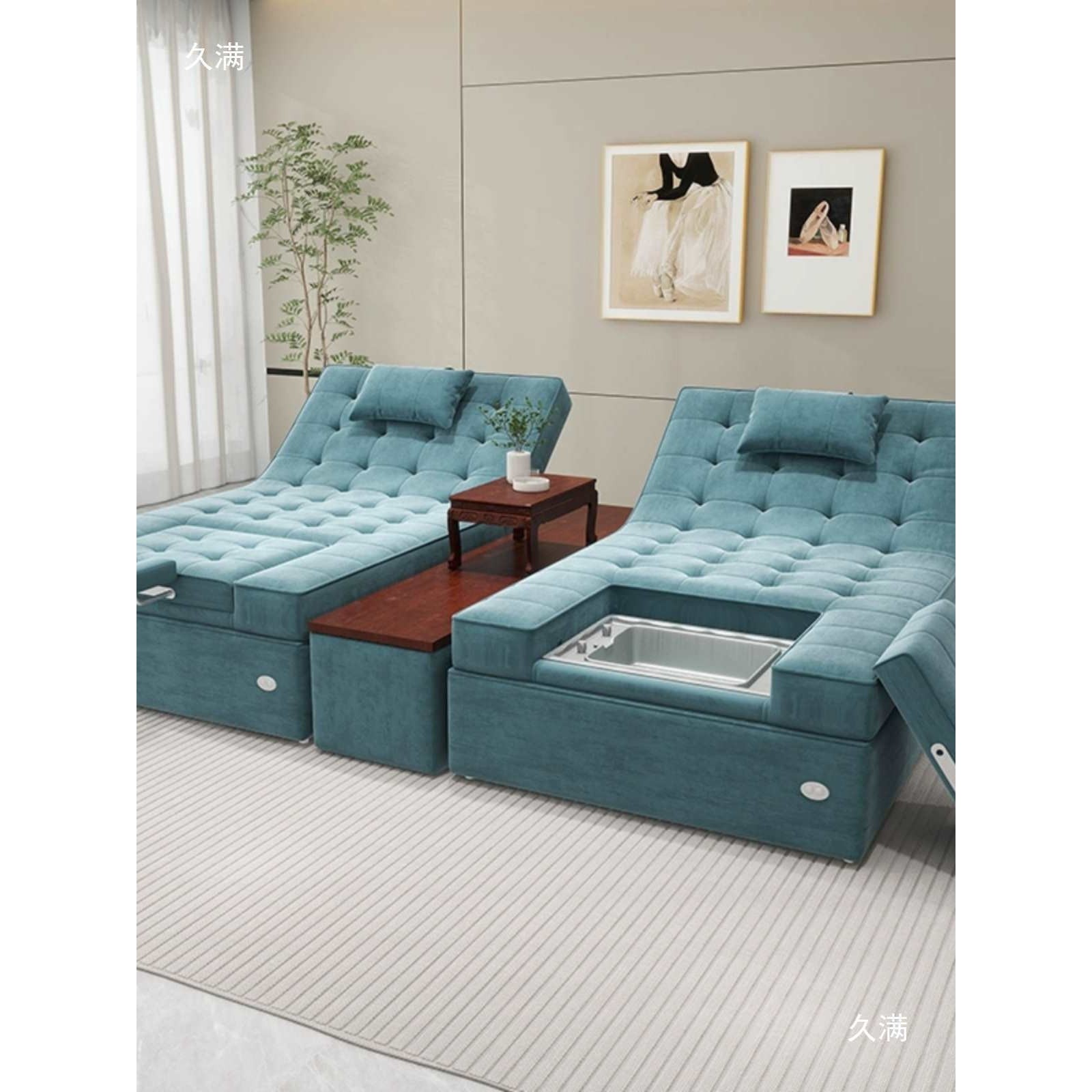 电动足疗沙发足浴多功能一体休闲采耳按摩床SPA炕床修脚美甲躺椅