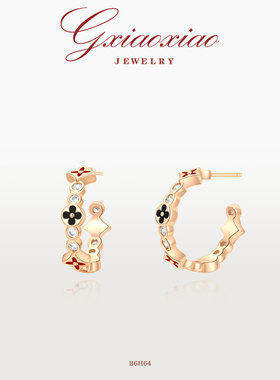 G XIAOXIAO 镀K金 法式气质时尚高级百搭老花耳环 B6H64