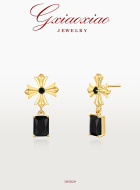 G XIAOXIAO 镀K金 法式气质高级感时尚百搭十字架耳环 DH829
