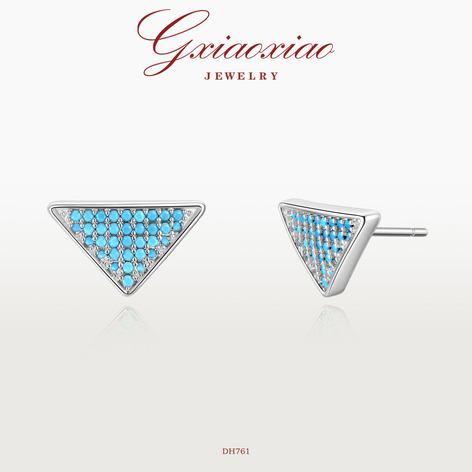 G XIAOXIAO 【蓝梦幻角】法式复古高级蓝色三角形耳环 DH761