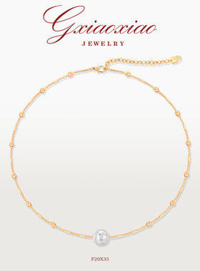 G XIAOXIAO 镀K金【闪亮灯球系列】法式高级感圆球项链 F20X35